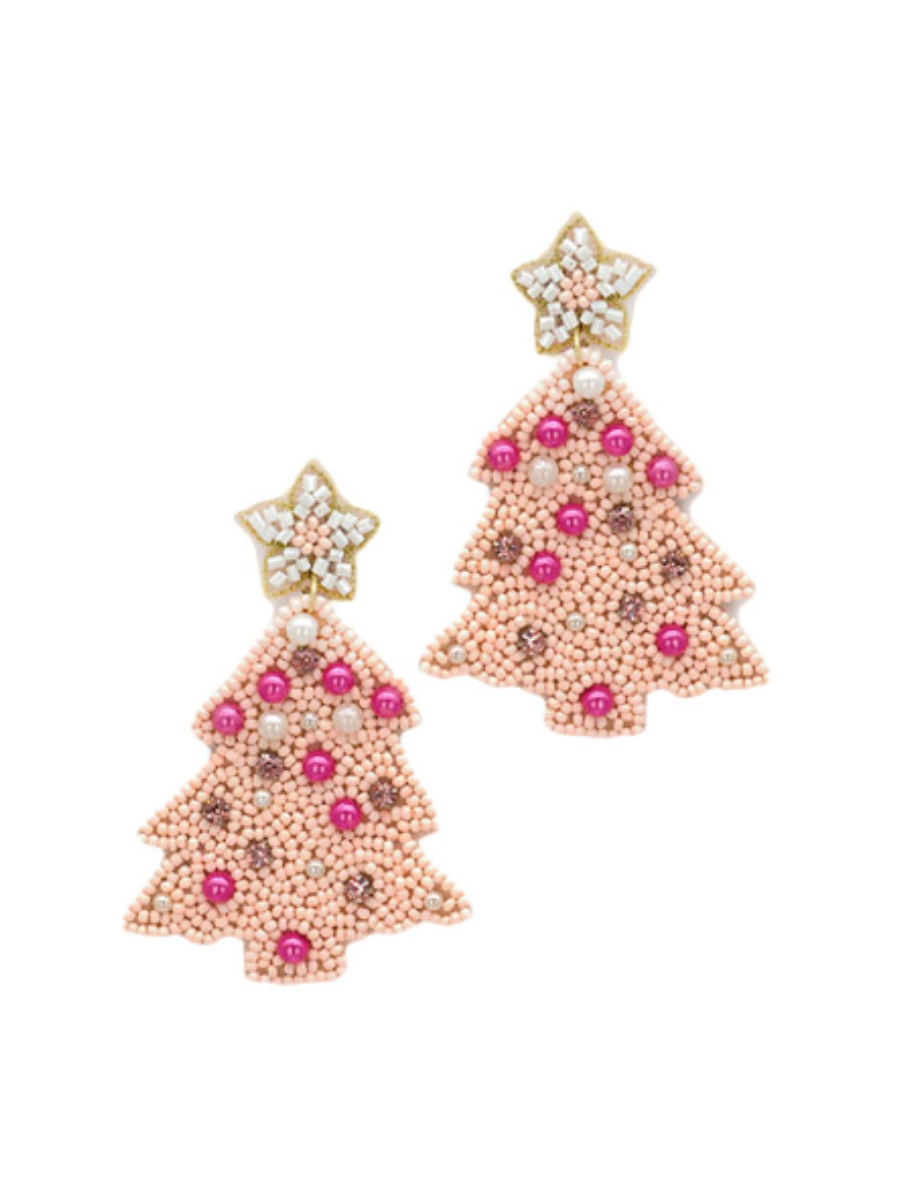 Feeling Like A Classy Christmas Earrings - Pink