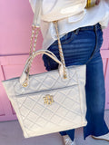 Caroline Hill | Kinzley Tote - Cream Quilted