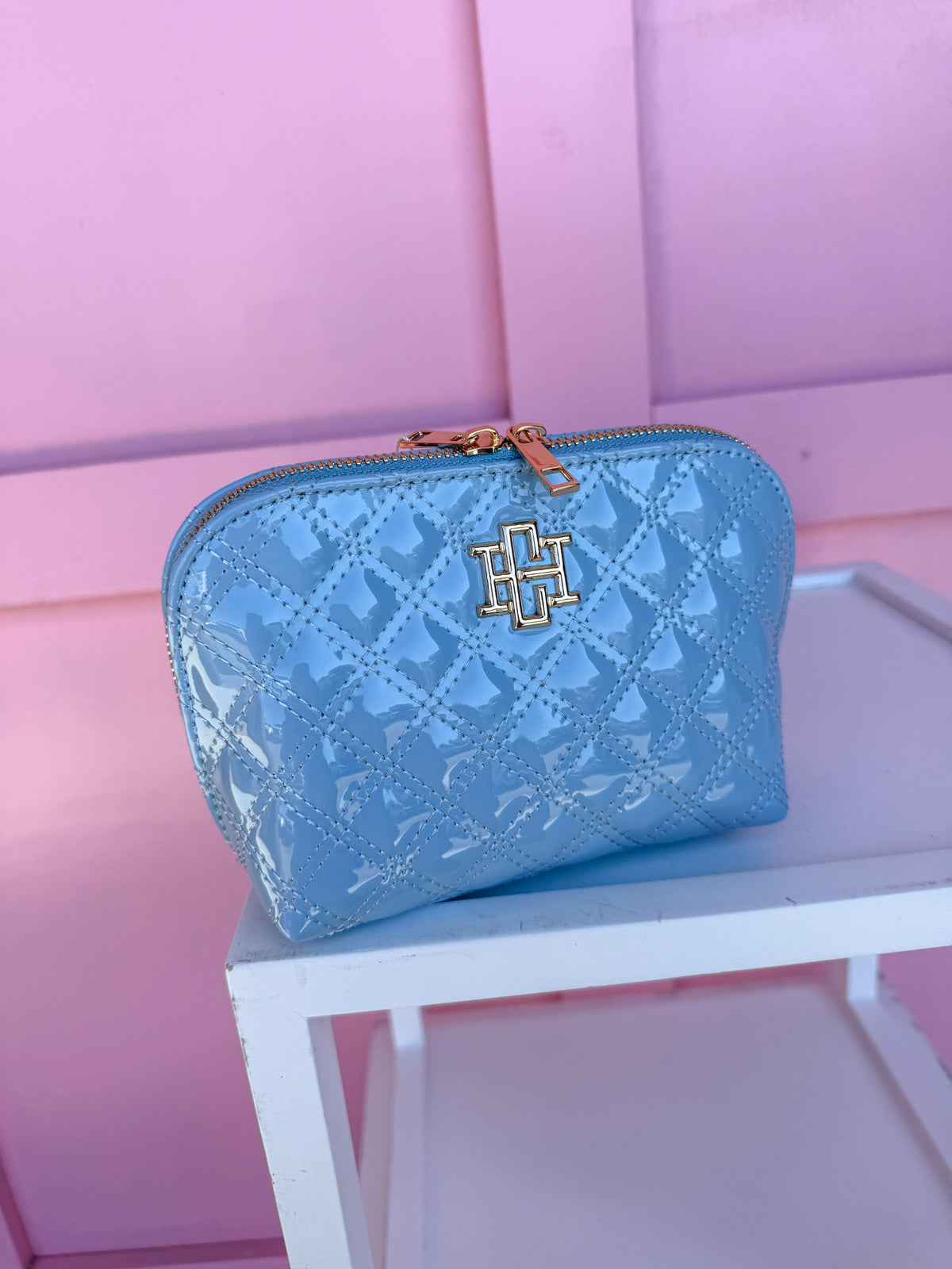 Caroline Hill | Ibiza Small Pouch - Light Blue Patent