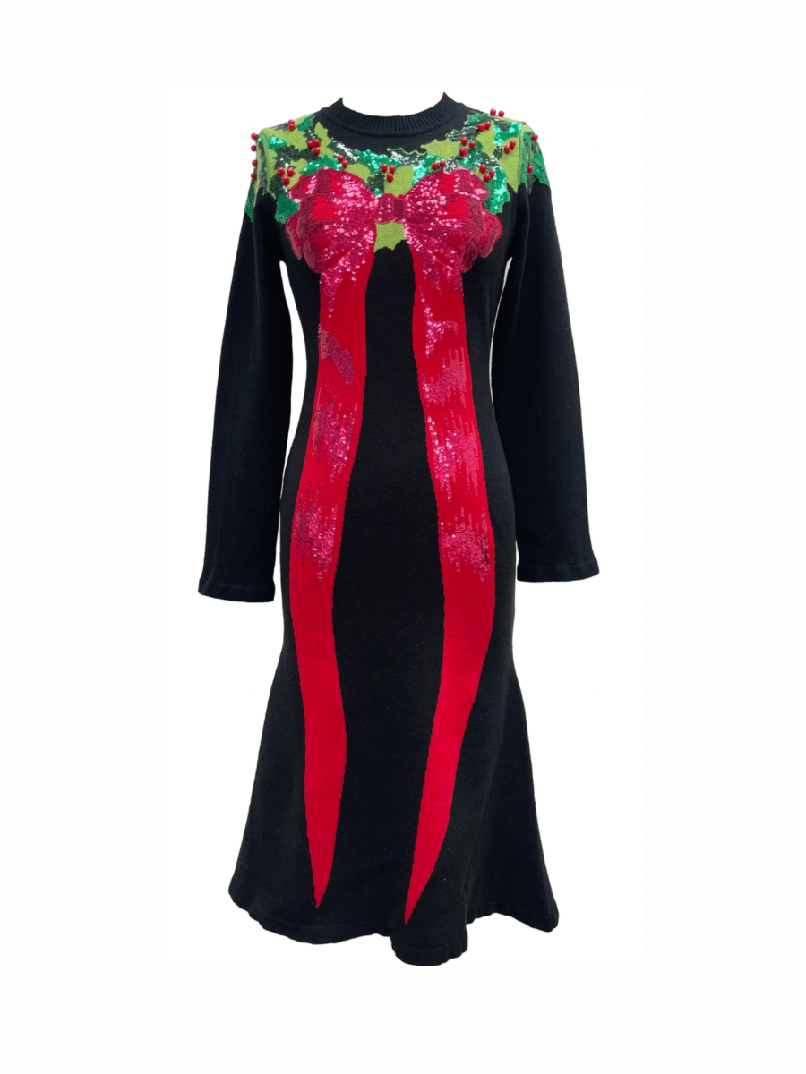 QUEEN OF SPARKLES | Wreath & Bow Midi Dress