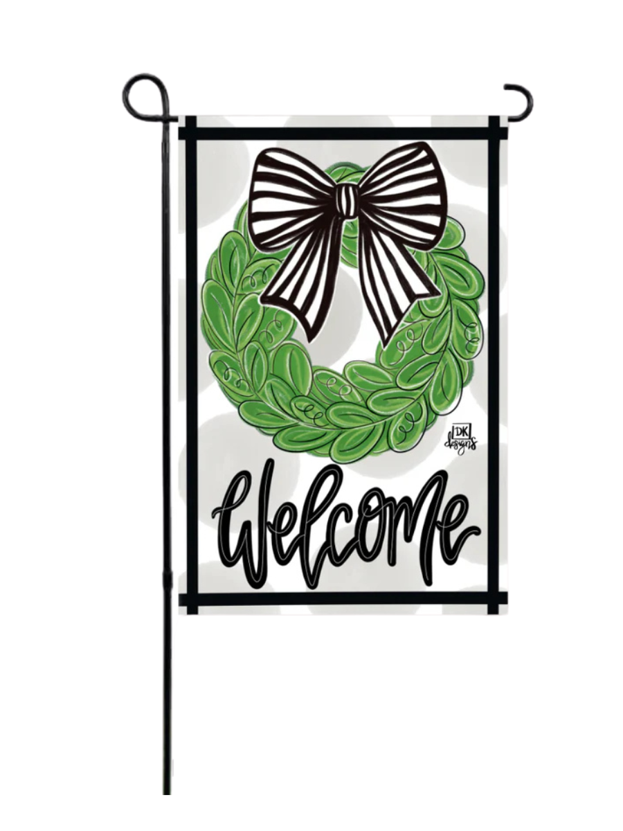 DK Designs | Black & White Bow Wreath Garden Glam