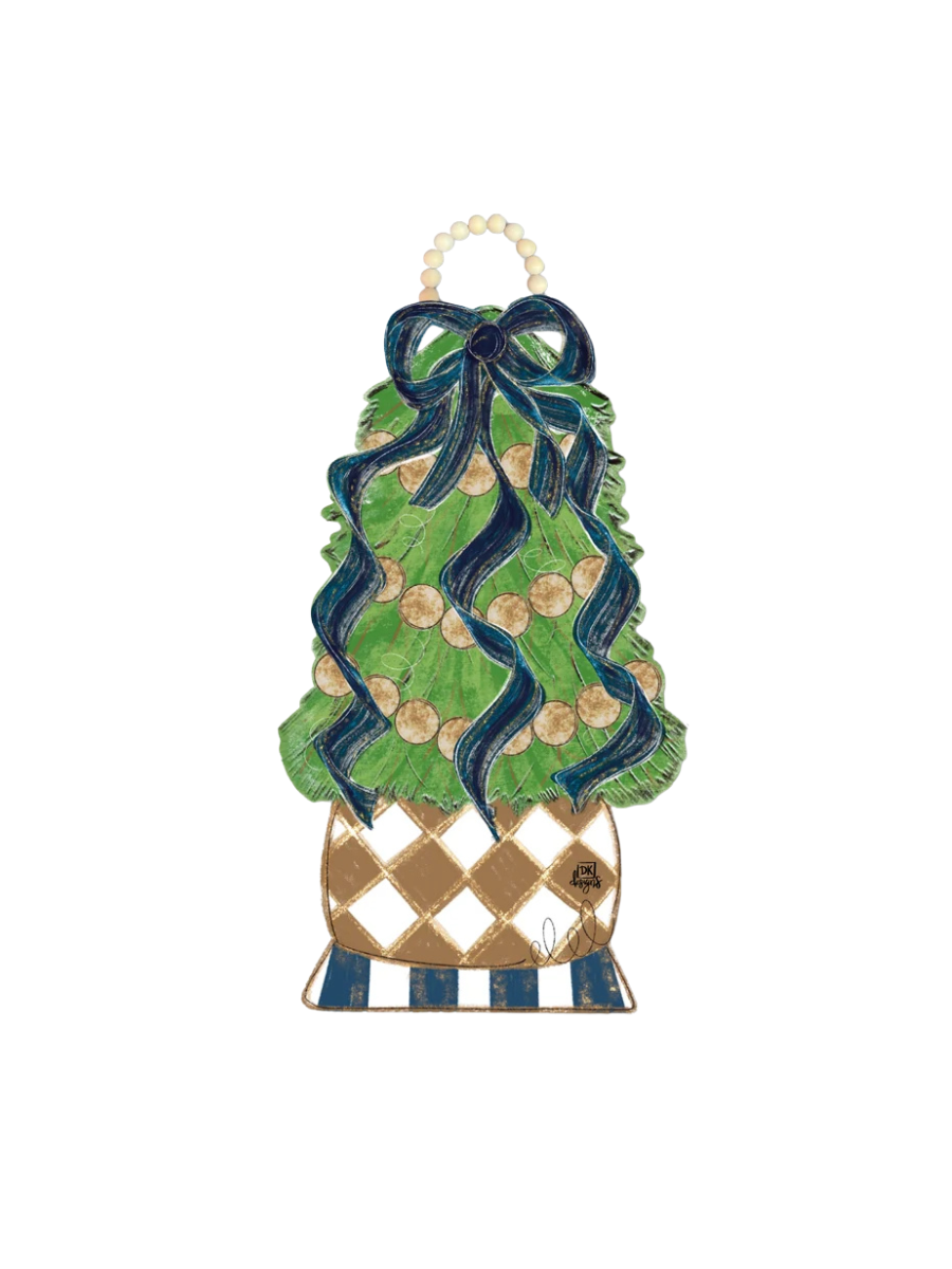 DK Designs | Navy & Gold Christmas Tree Door Hanger