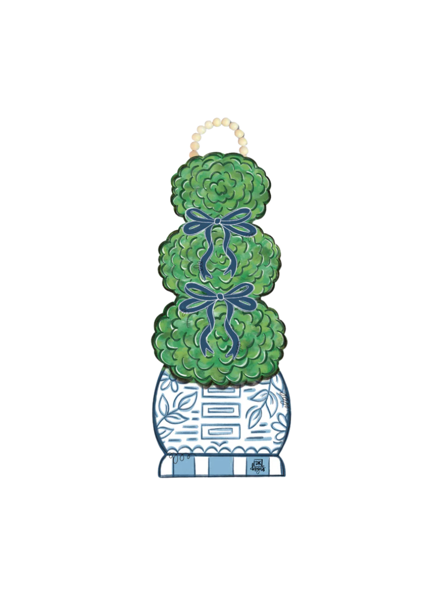 DK Designs | Blue & White Topiary Door Hanger