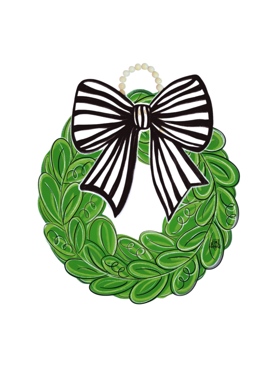 DK Designs | Black & White Bow Wreath Door Hanger