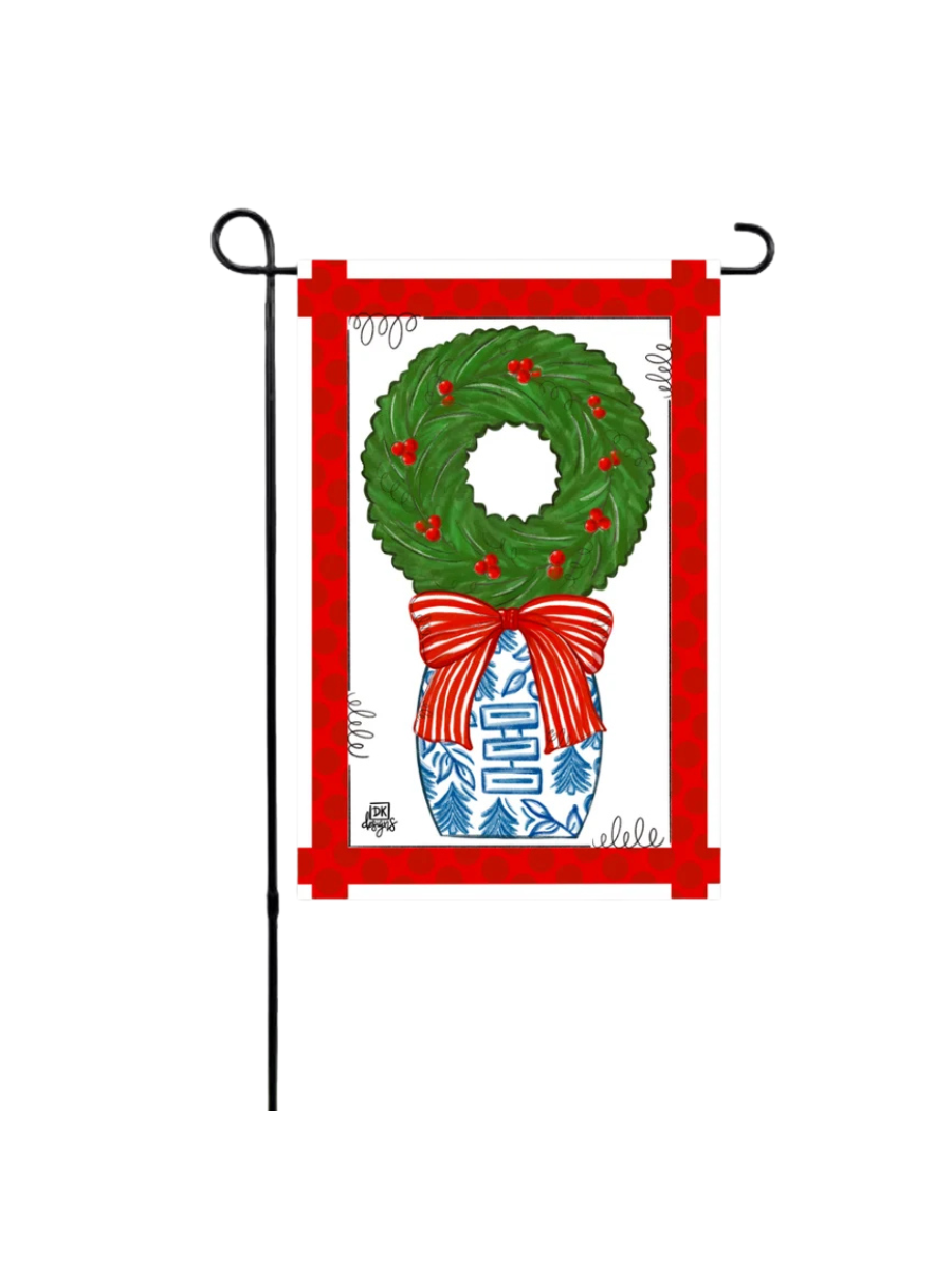 DK Designs | Garden Glam - Blue & White Wreath Topiary