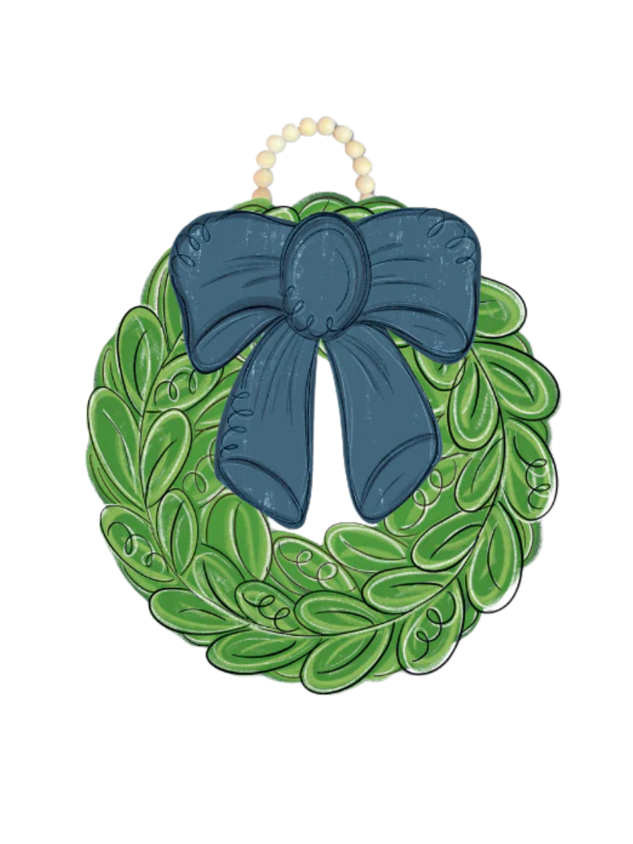 DK Designs | Navy Bow Wreath Door Hanger