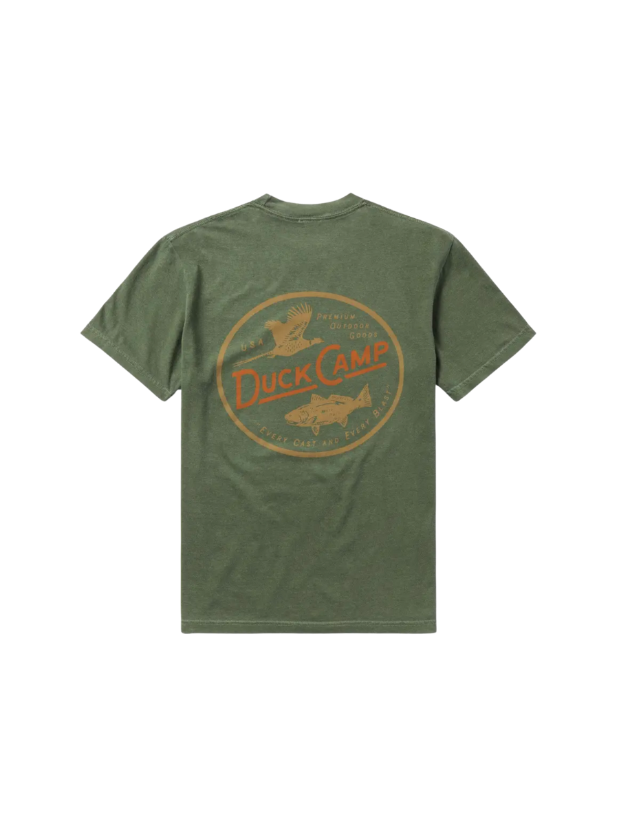 Duck Camp Pheasant Redfish Tee Willow Green Duck Fish Men's Tee Short Sleeve Tee Men's T-Shirt Crew Neck Jincy's Tripp Men's