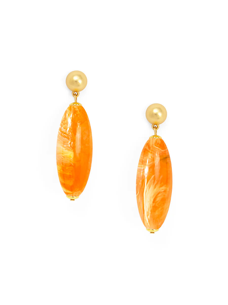Harper Glossy Resin Bead Drop Earrings - Orange