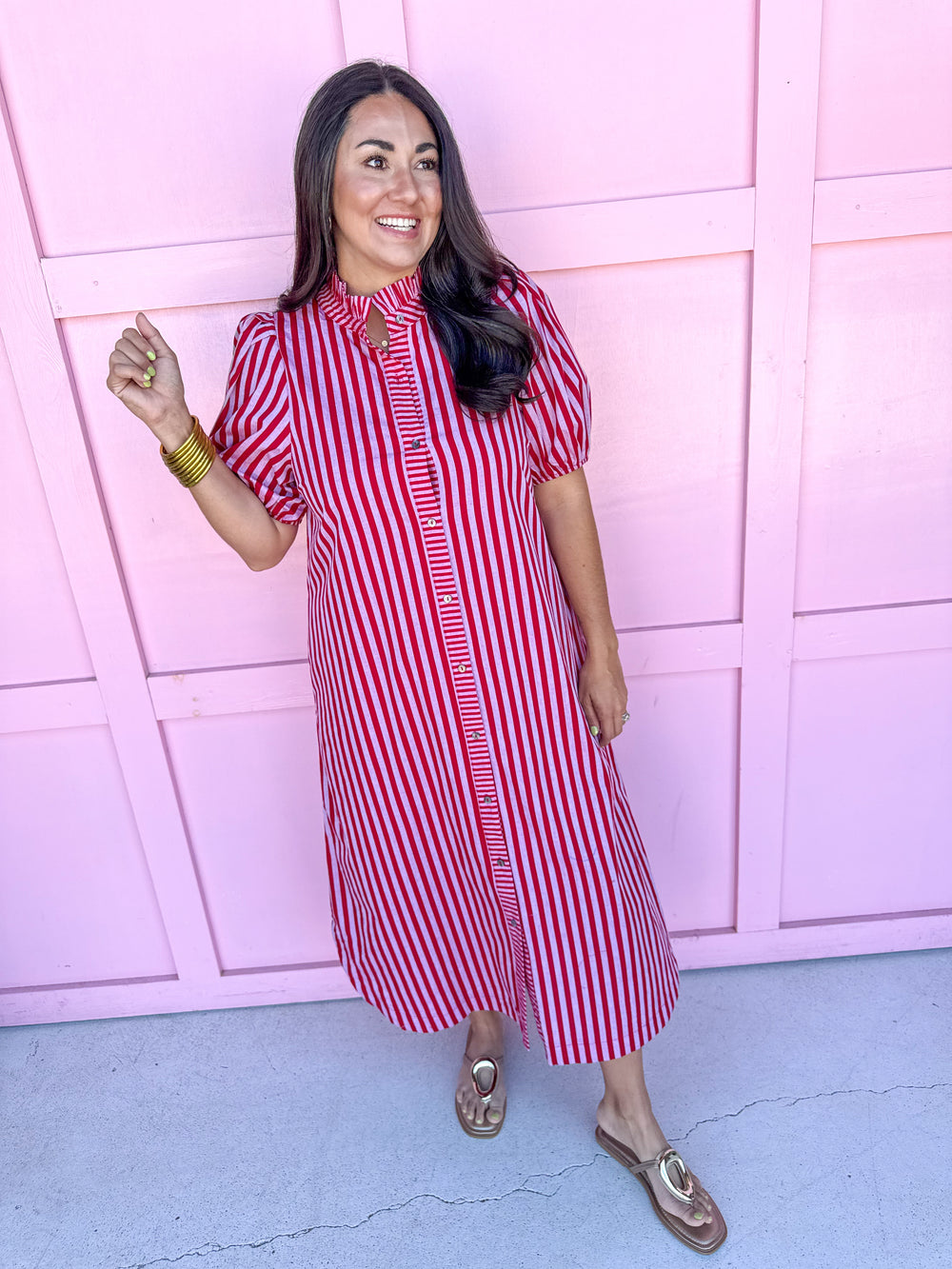 Savannah Stripe Dress - Red