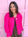 womens boutique chunky knit cardigan hot pink hammered gold buttons jincy's 