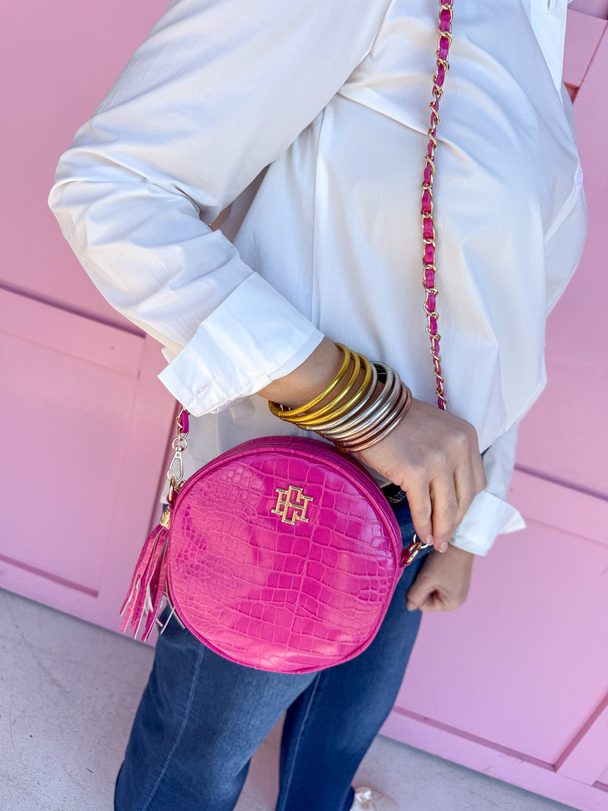 Caroline Hill | Cece Circular Crossbody - Hot Pink