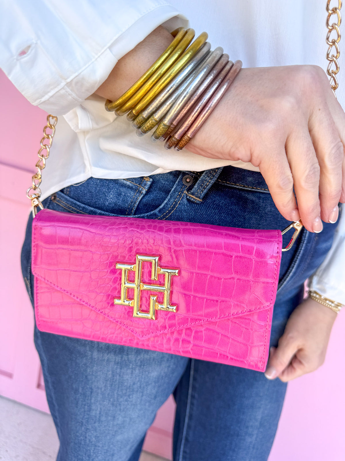 Caroline Hill | Carlington Clutch/Crossbody - Hot Pink