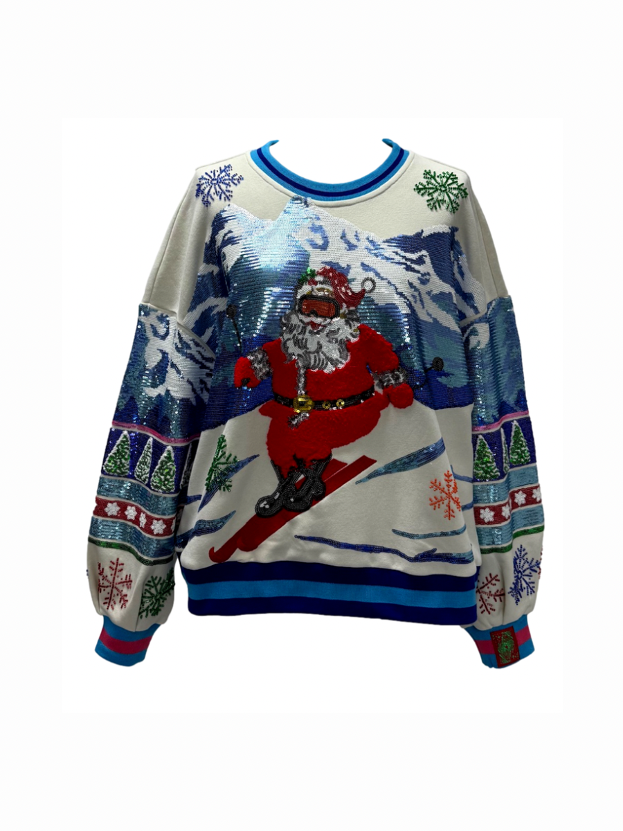 QUEEN OF SPARKLES | Vintage Skiing Santa Sweatshirt