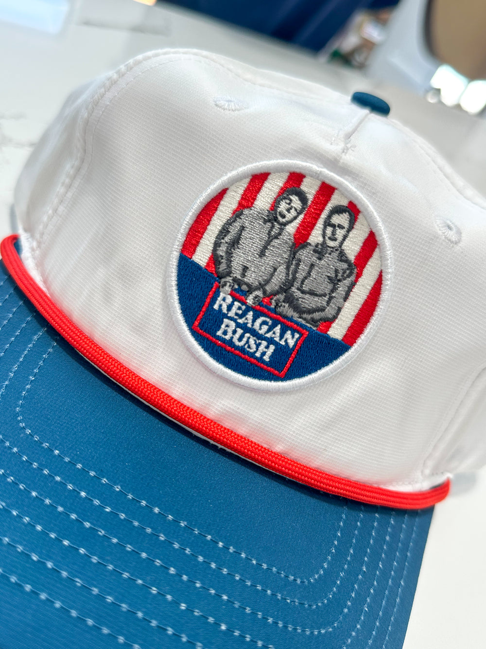 Peach State Pride | Reagan-Bush 5 Panel Hat - Navy/White