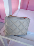 Caroline Hill | Cream Quilted Monica Double Zip Wallet - Cream Quilted