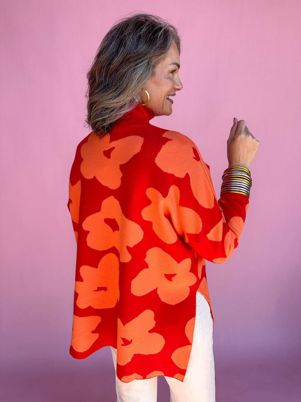 Funky Florals Sweater - Red