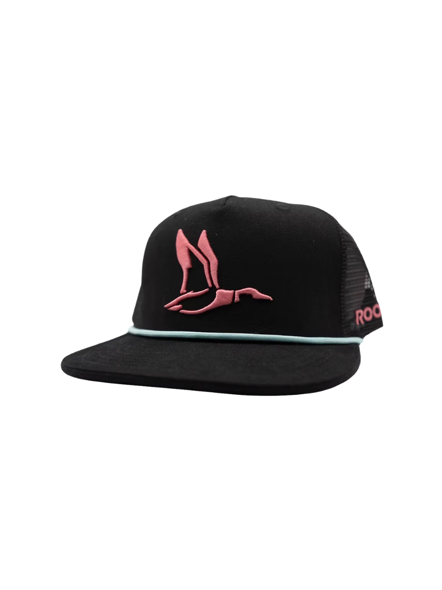 Roost | Pink Duck Canvas Rope Hat - Black
