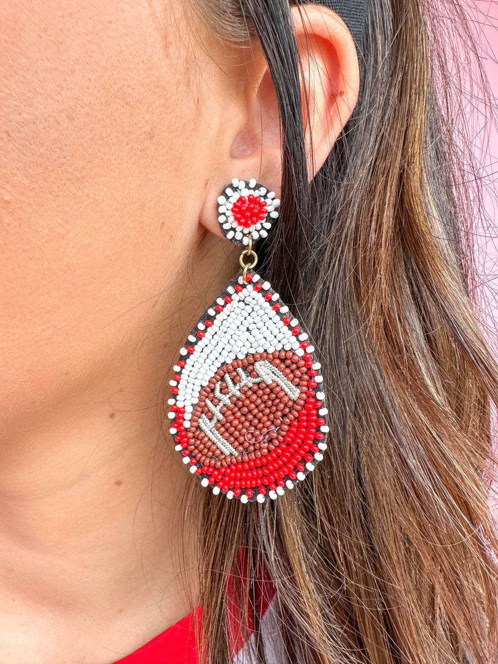 Red/White Endzone Earrings