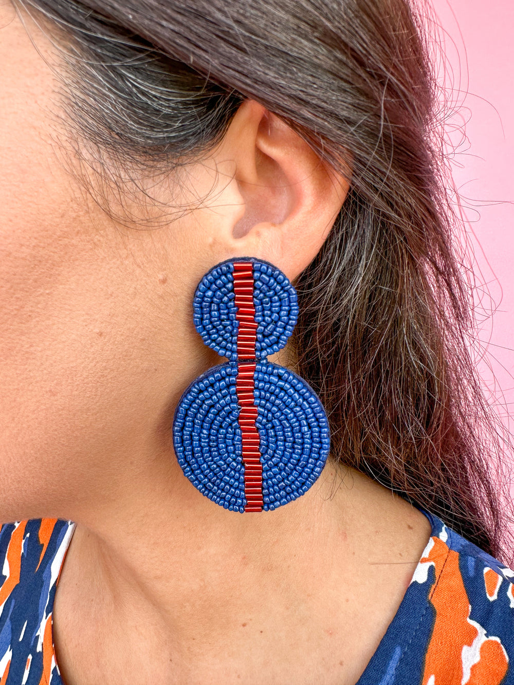 Michelle McDowell | Colleen Earrings - Navy & Red
