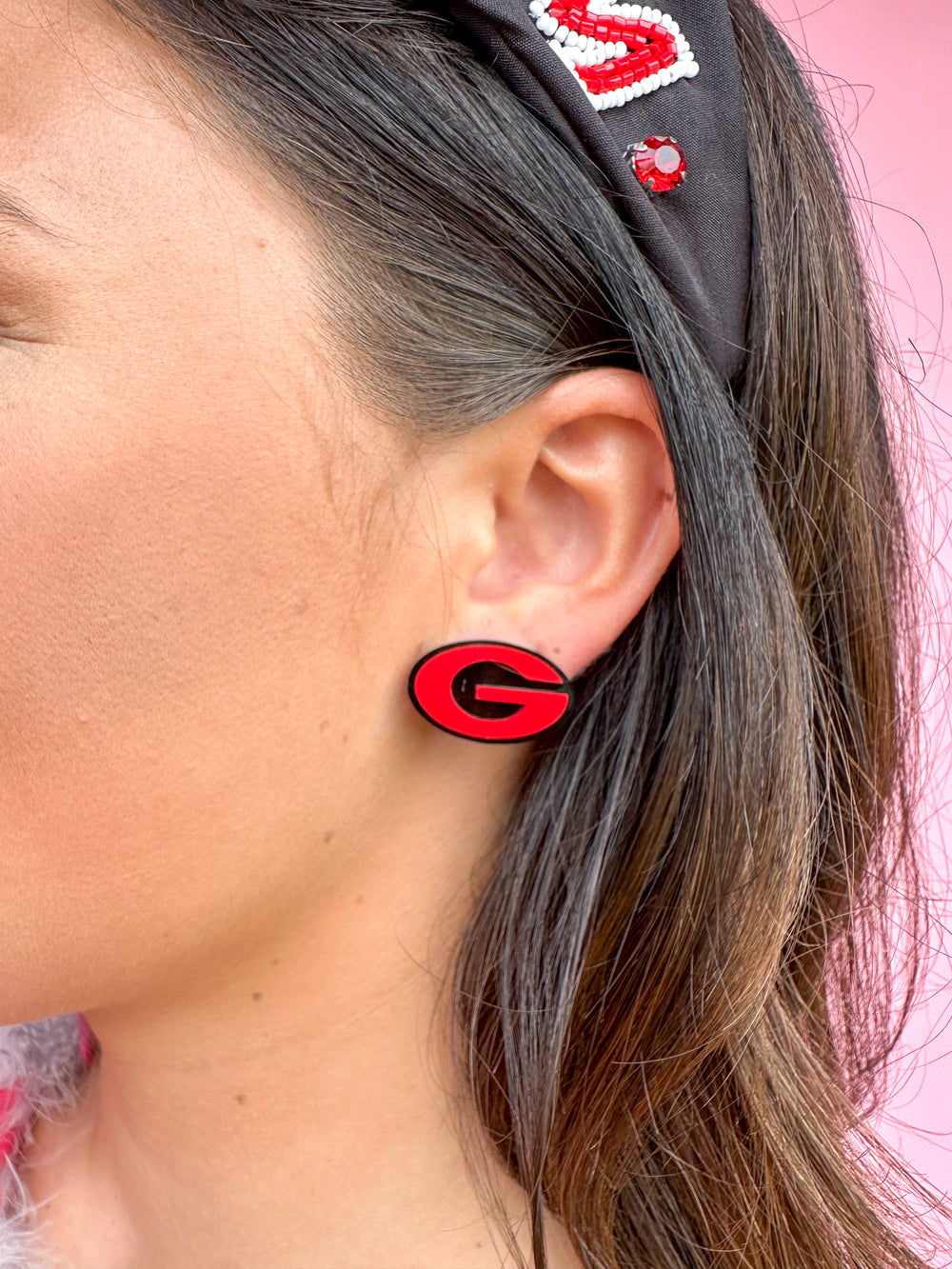 Brianna Cannon | UGA Stud Red Over Black Earrings