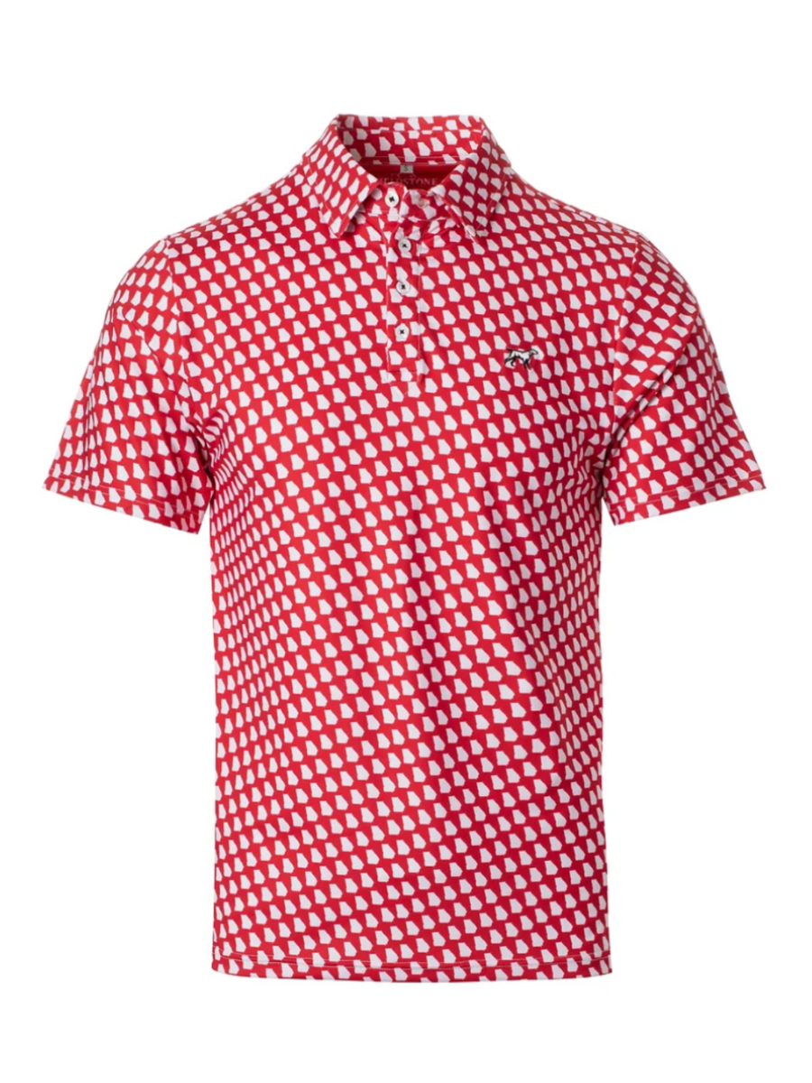 Fieldstone | YOUTH UGA State Pride Polo - Red/White