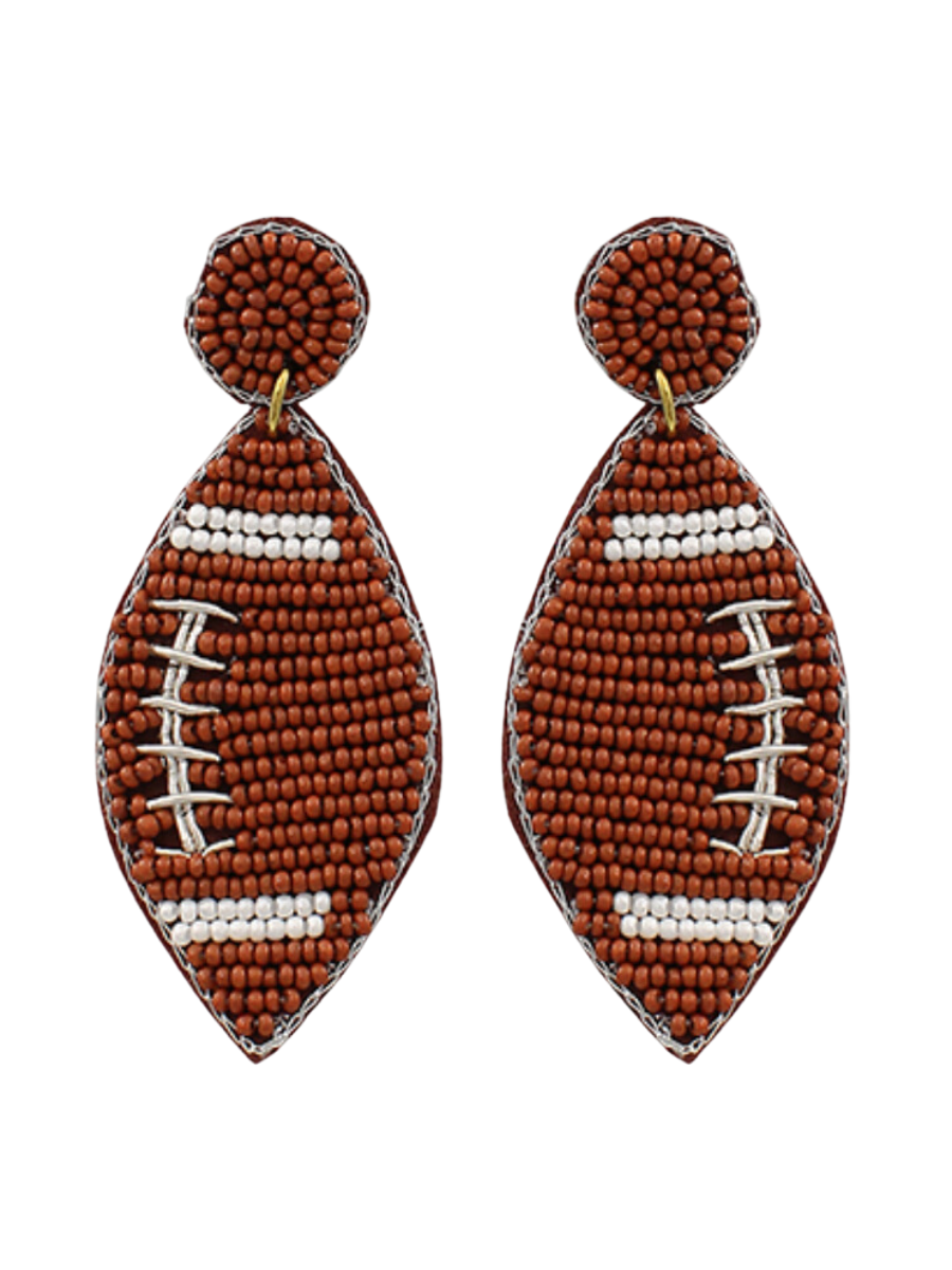 Football Earrings - Brown