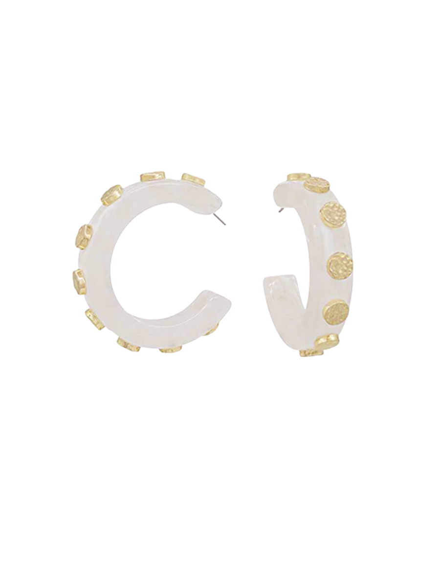 Marbled Muse Earrings - White