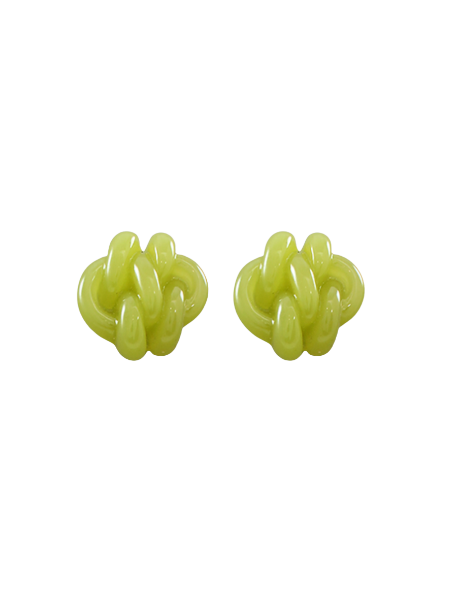 Knotted Together Earrings - Olive