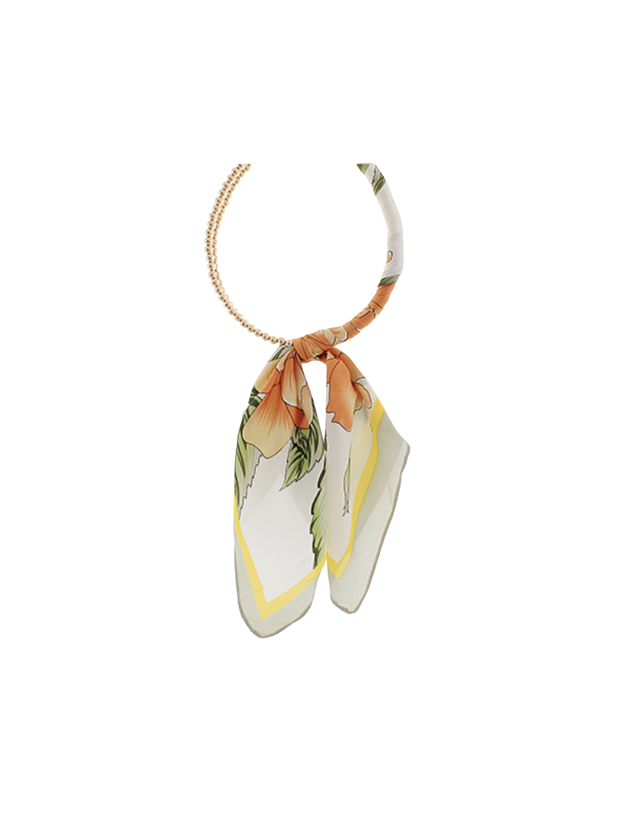 Conversation Starter Beaded Scarf Necklace - Yellow