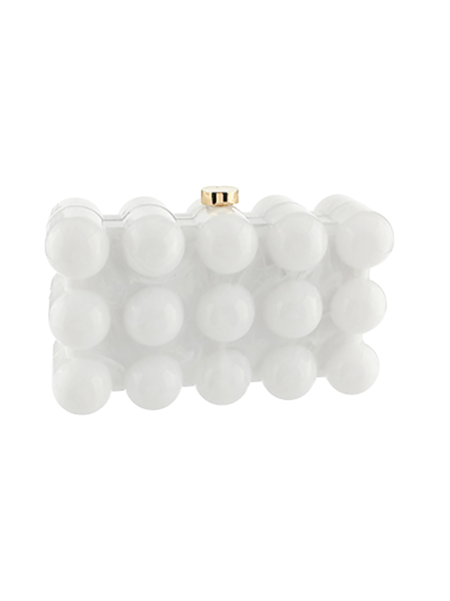 All In The Details Clutch - White Marble