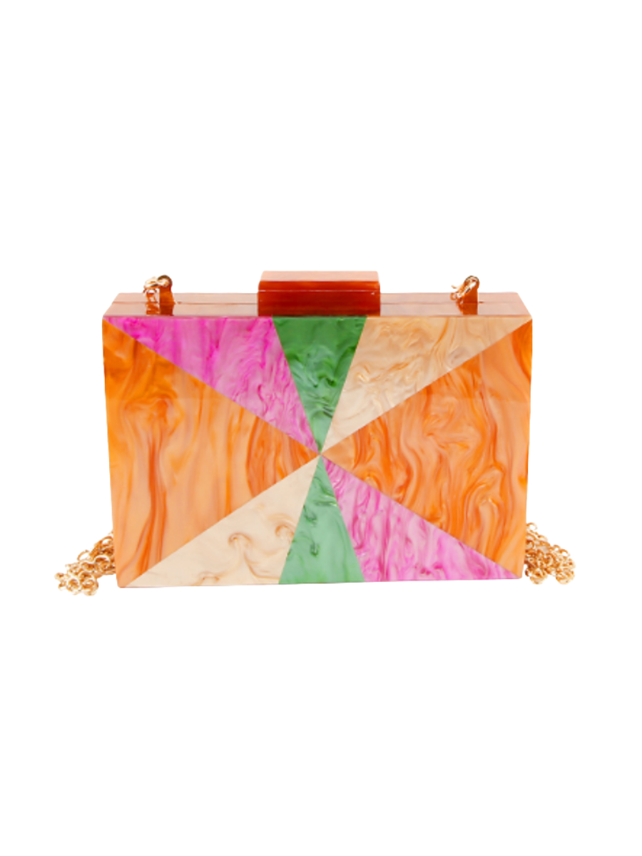 Marbled Time Clutch - Orange/Multi