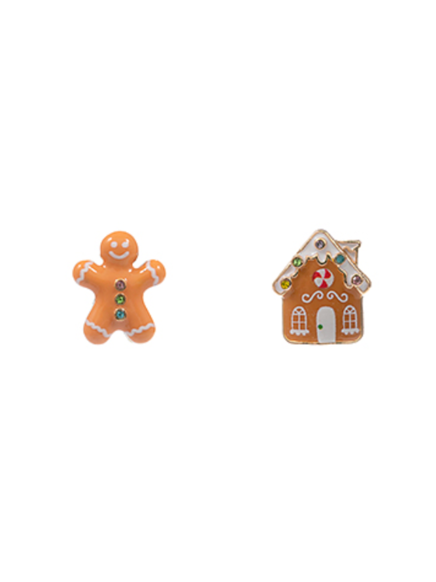 gingerbread man & gingerbread house design enamel stud earrings christmas gift jincy's