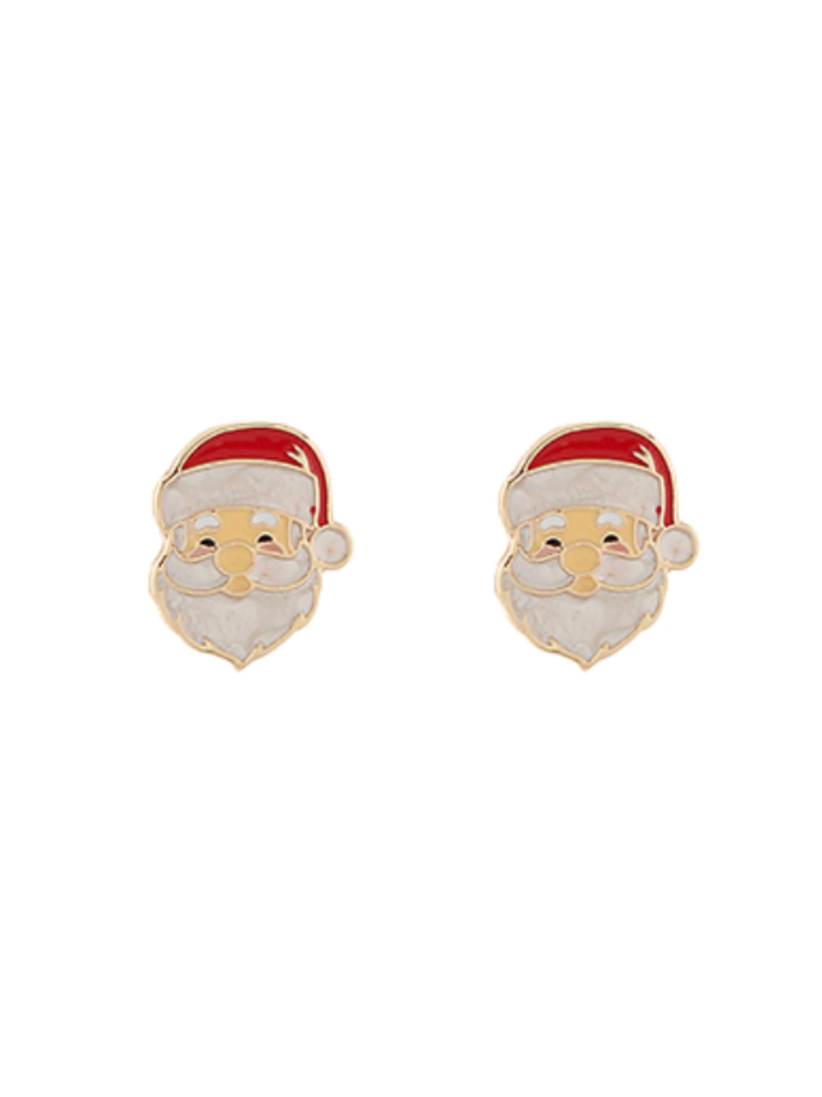 santa face enamel studs christmas earrings women girls gift jincy's