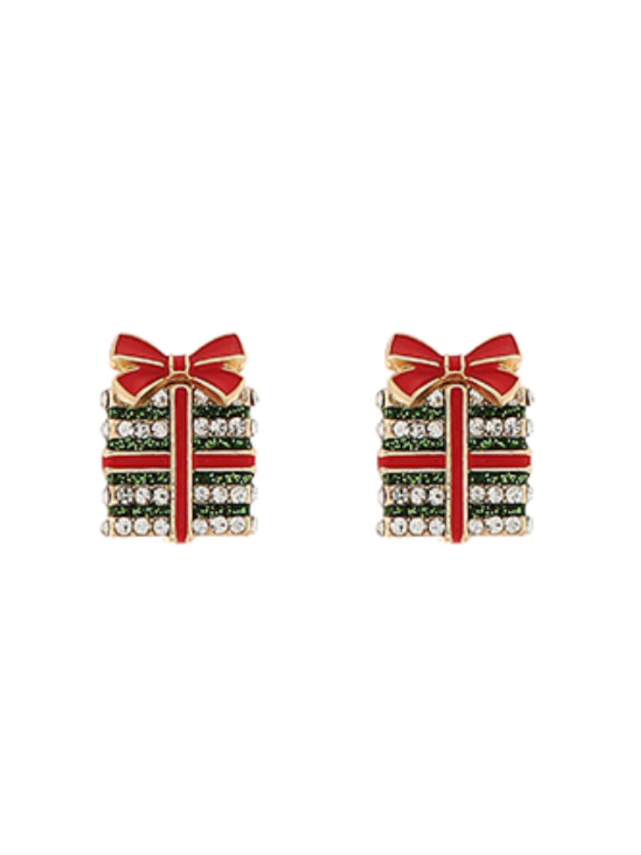 gift box enamel earrings red green gold womens girls gift jincy's