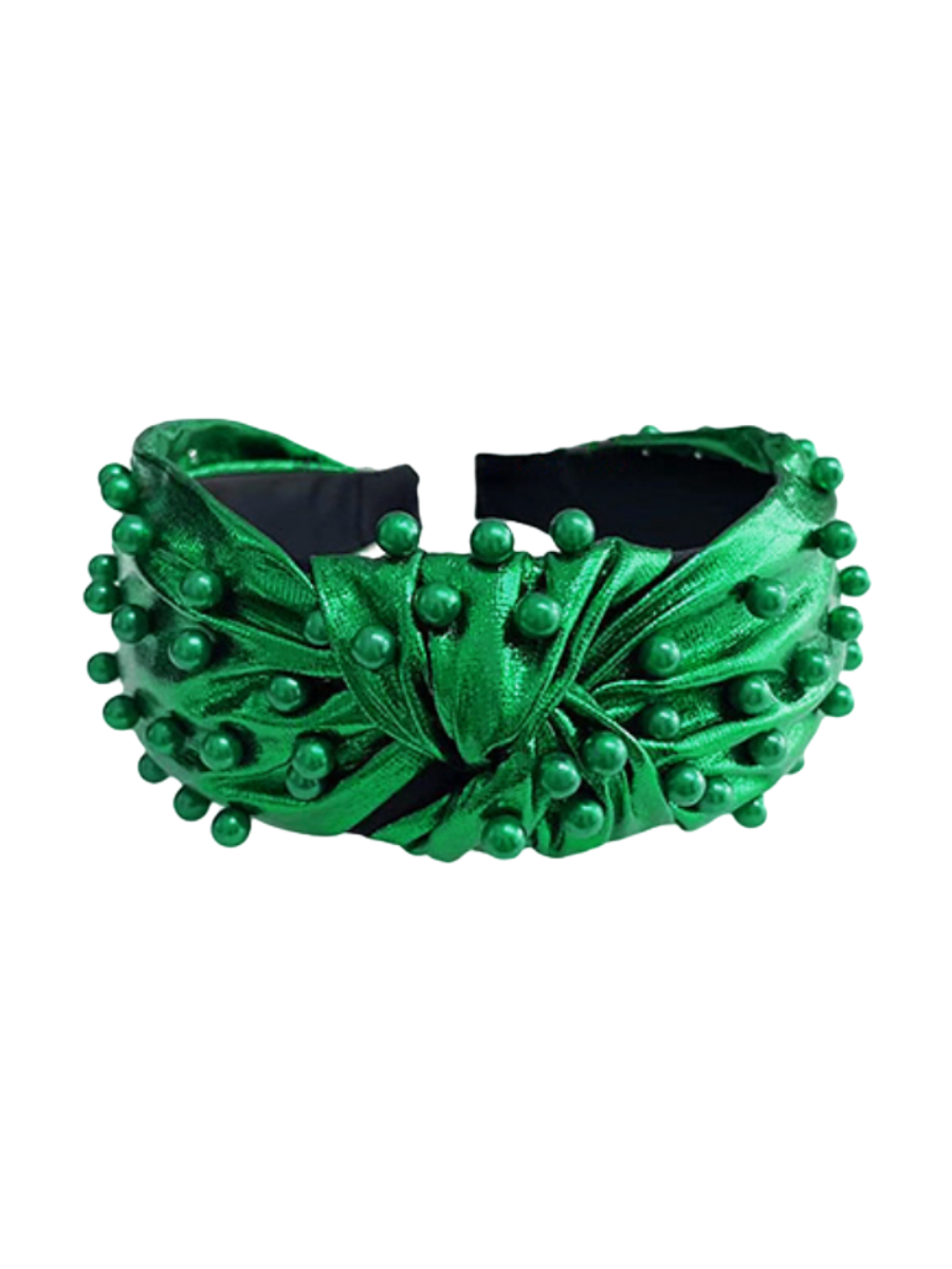 Knotted Headband Metallic Green christmas beads women girls jincy's