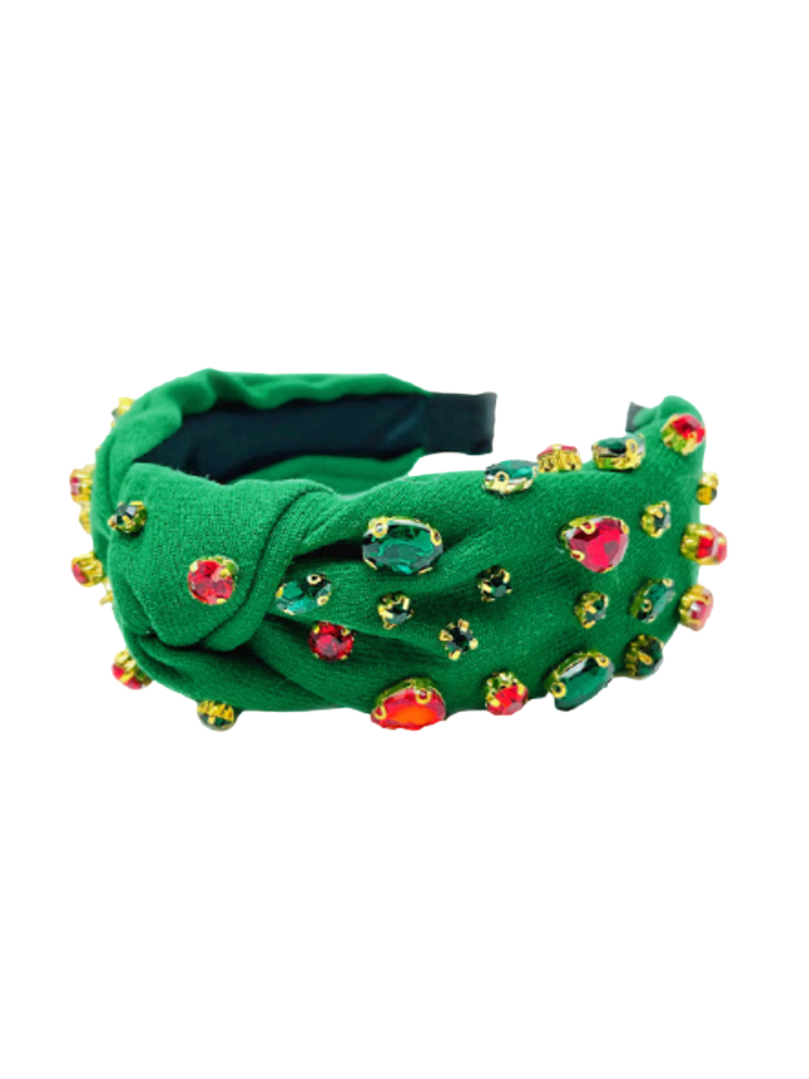Knotted Headband Green Multi Stone Christmas womens girls gift jincy's