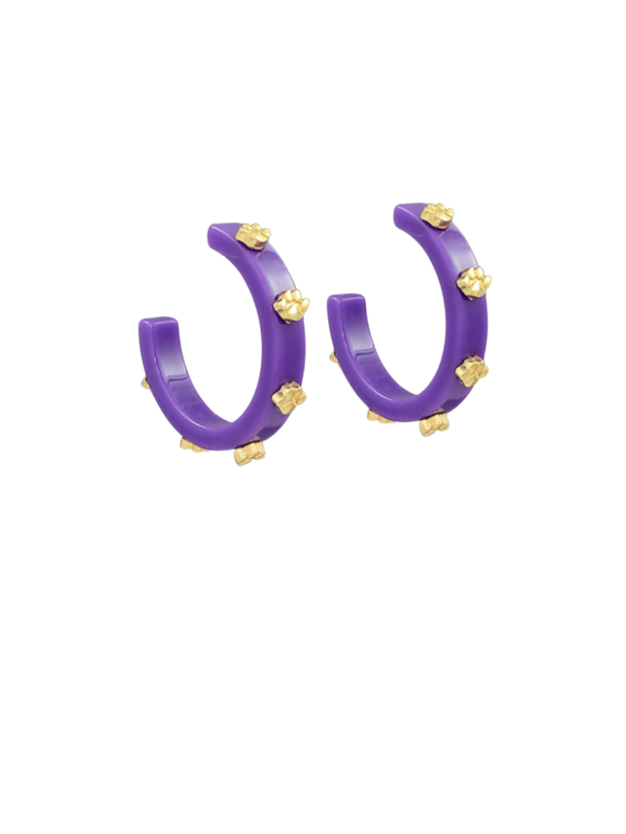 Purple Acrylic Paw Print Hoop