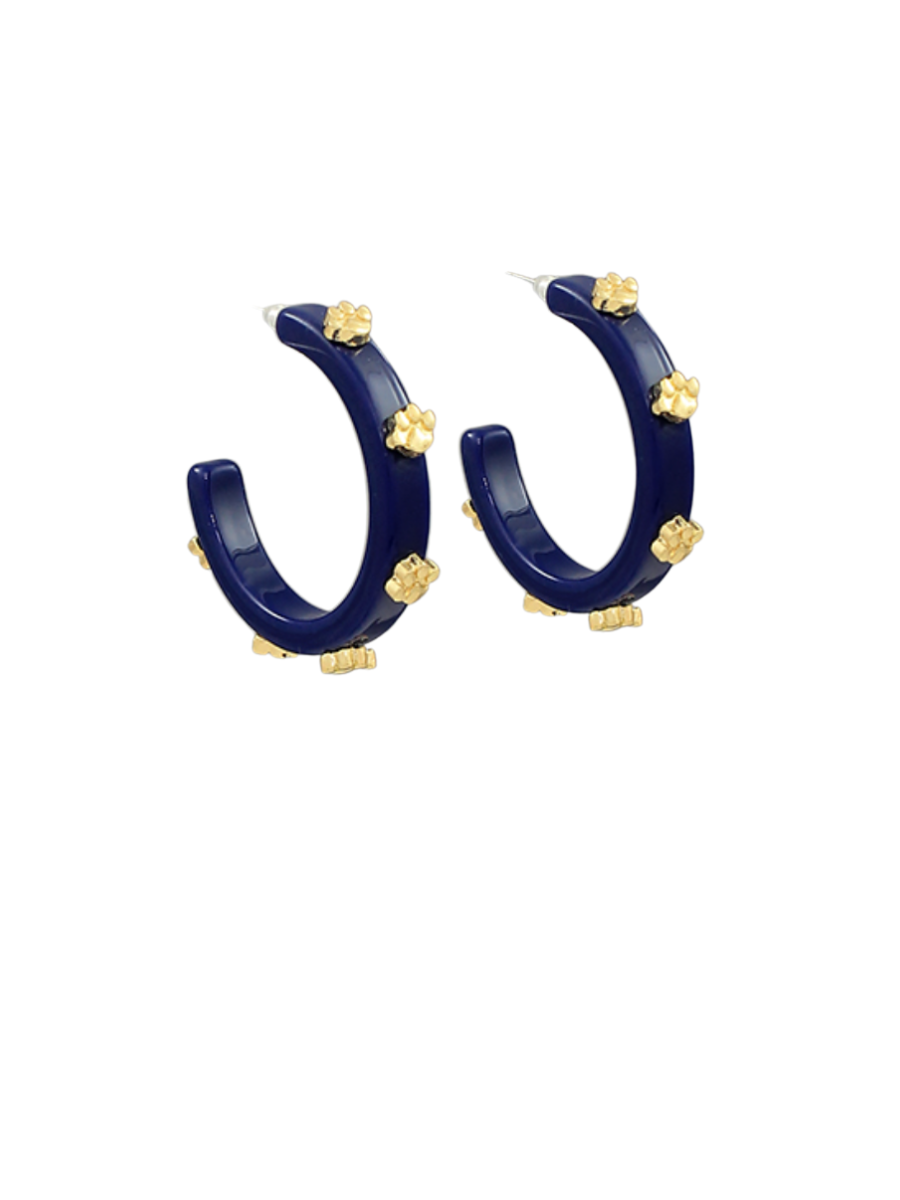 Blue Acrylic Paw Print Hoop