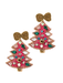 pink christmas tree earrings beaded rhinestones womens gift jincy's