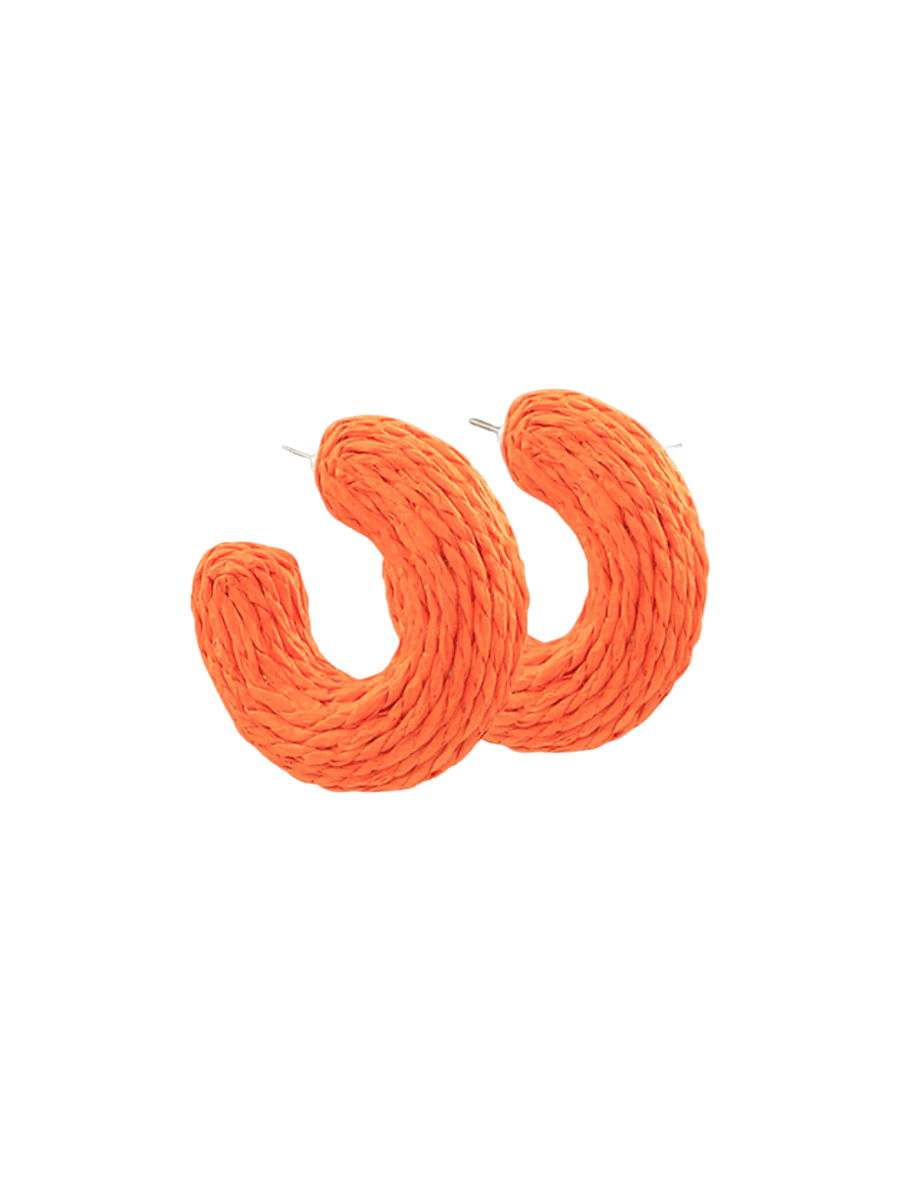Raffia Daze Hoop Earring - Orange