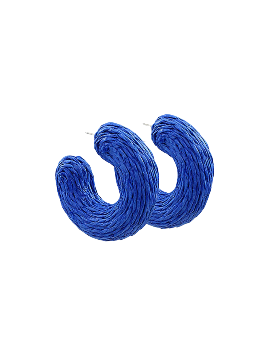 Raffia Daze Hoop Earring - Blue