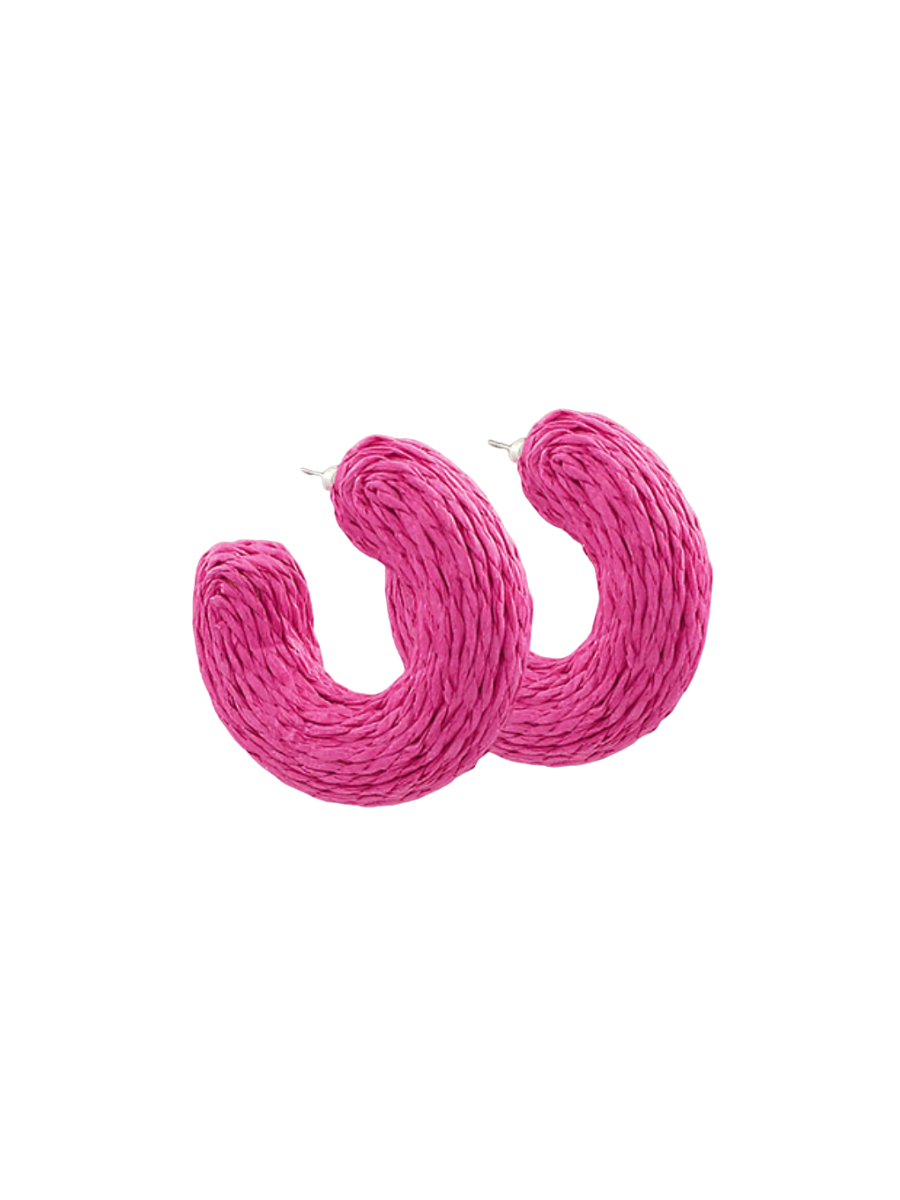 Raffia Daze Hoop Earring - Pink