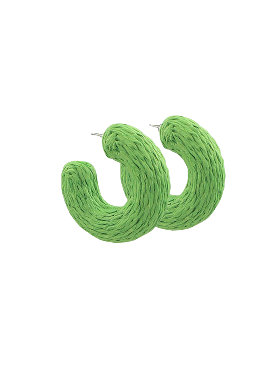 Raffia Daze Hoop Earring - Green