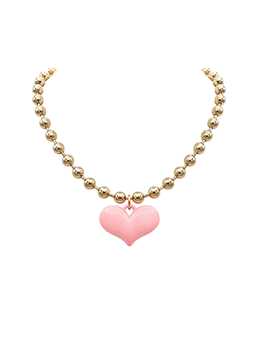 Cherished Heart Necklace - Pink