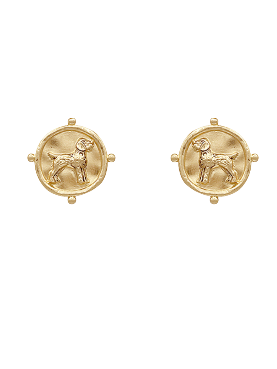 Hound Dog Coin Earrings