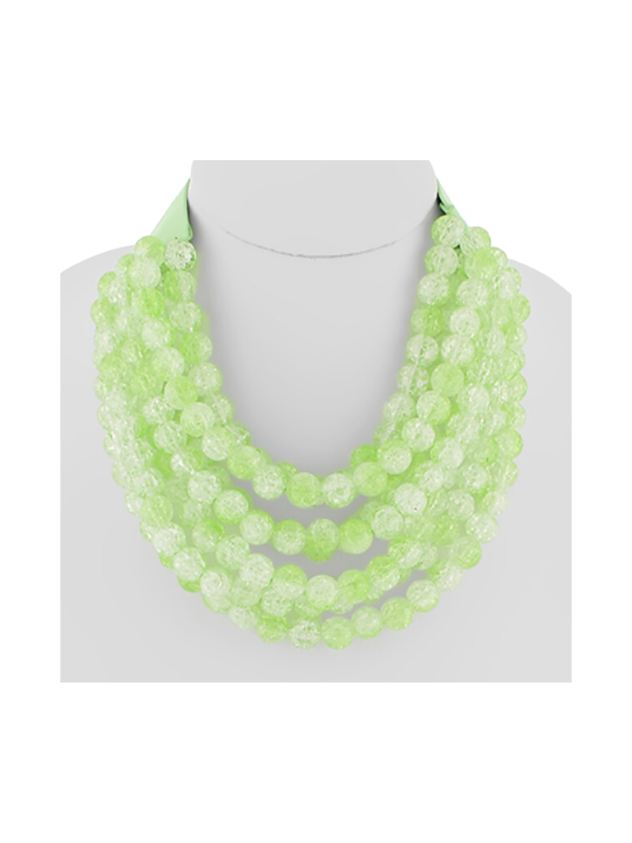 Crystal Beaded Luxe Necklace - Light Green