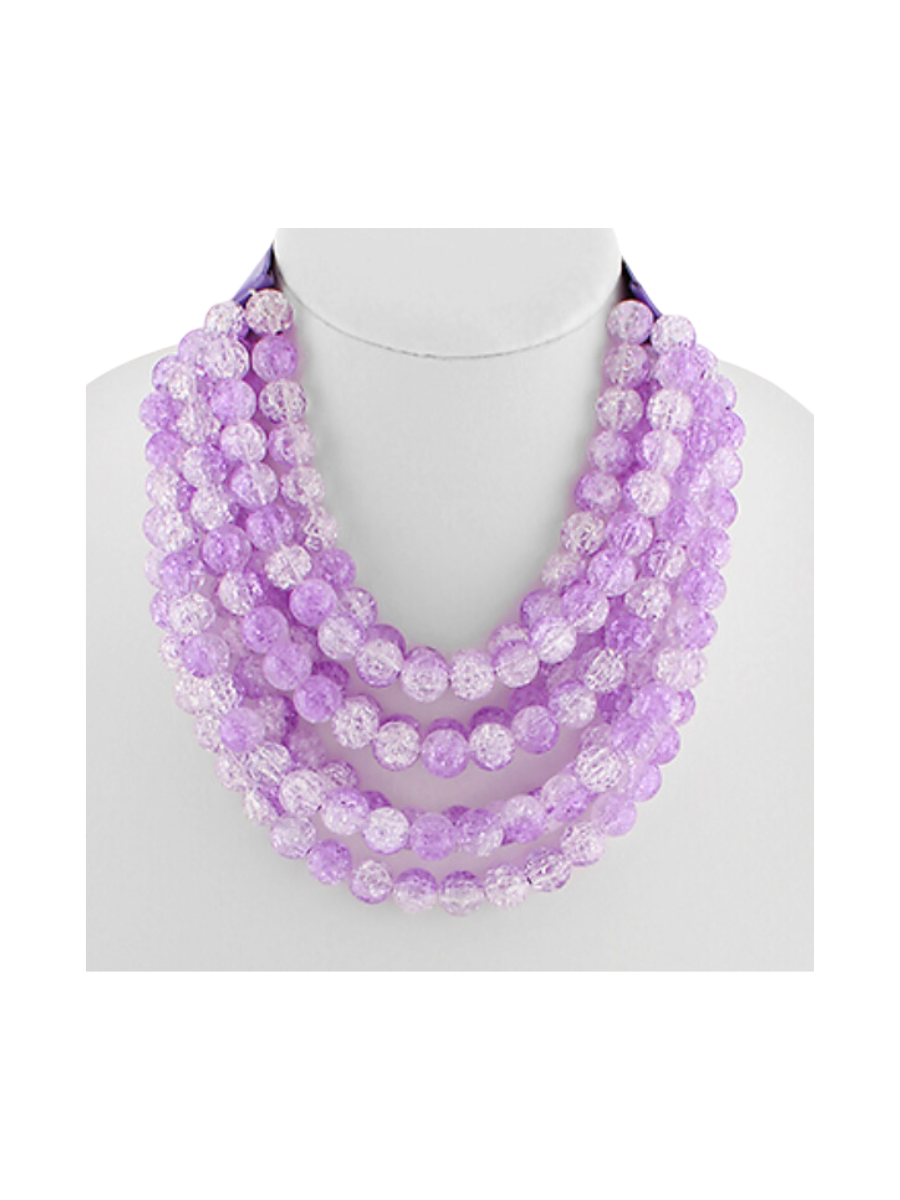 Crystal Beaded Luxe Necklace - Lavender