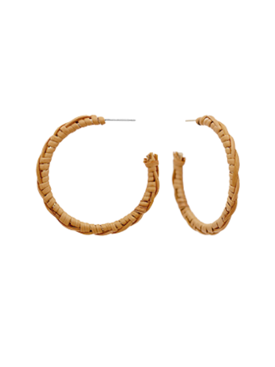 Raffia Round Hoop Earrings