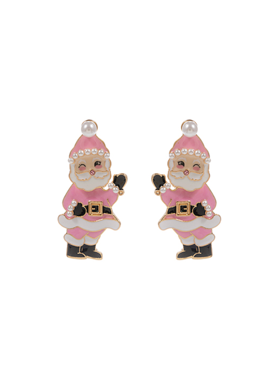 Jincy's Women's boutique pink santa earrings