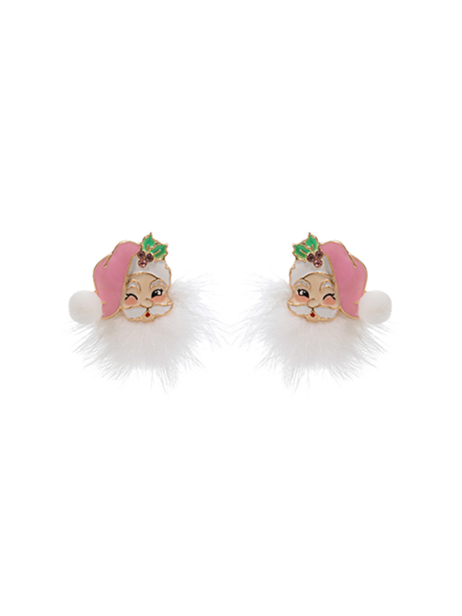 Jincy's Women's boutique pink santa earrings